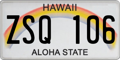 HI license plate ZSQ106