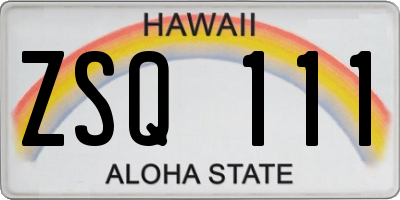 HI license plate ZSQ111