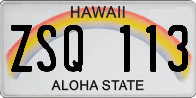 HI license plate ZSQ113