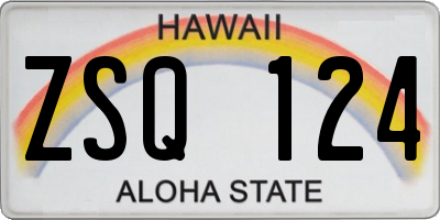 HI license plate ZSQ124