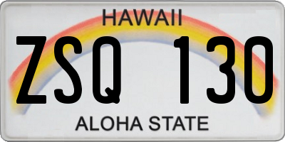 HI license plate ZSQ130