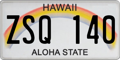HI license plate ZSQ140