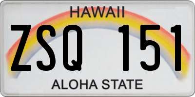 HI license plate ZSQ151