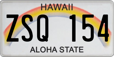 HI license plate ZSQ154