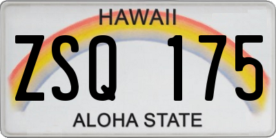 HI license plate ZSQ175