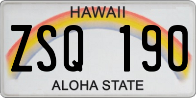 HI license plate ZSQ190
