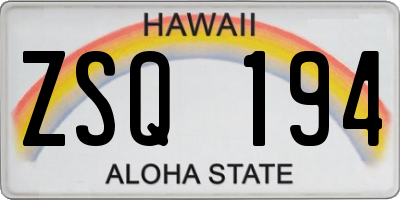 HI license plate ZSQ194