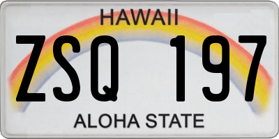 HI license plate ZSQ197
