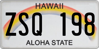 HI license plate ZSQ198