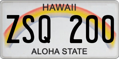 HI license plate ZSQ200