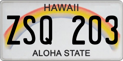 HI license plate ZSQ203