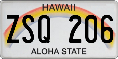 HI license plate ZSQ206
