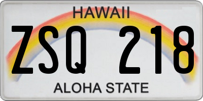 HI license plate ZSQ218
