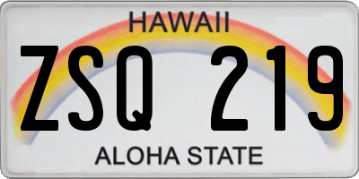 HI license plate ZSQ219