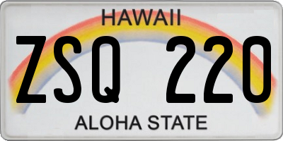 HI license plate ZSQ220