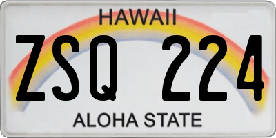 HI license plate ZSQ224