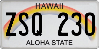 HI license plate ZSQ230