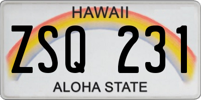 HI license plate ZSQ231
