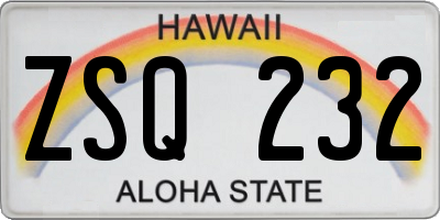 HI license plate ZSQ232