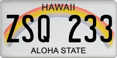 HI license plate ZSQ233