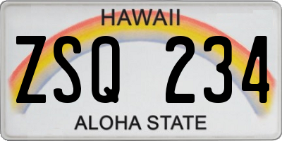 HI license plate ZSQ234
