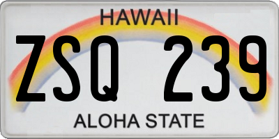 HI license plate ZSQ239