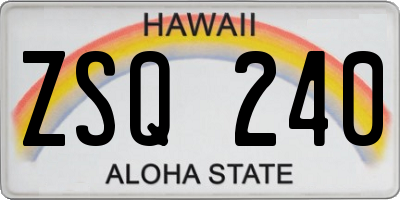 HI license plate ZSQ240
