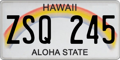 HI license plate ZSQ245