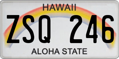 HI license plate ZSQ246