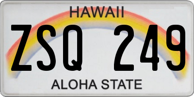 HI license plate ZSQ249