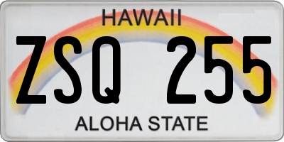 HI license plate ZSQ255