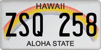 HI license plate ZSQ258