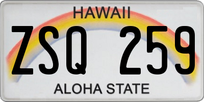 HI license plate ZSQ259