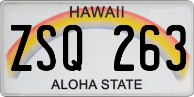 HI license plate ZSQ263