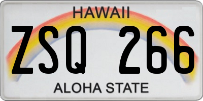HI license plate ZSQ266