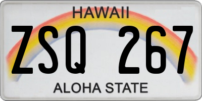 HI license plate ZSQ267