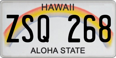 HI license plate ZSQ268