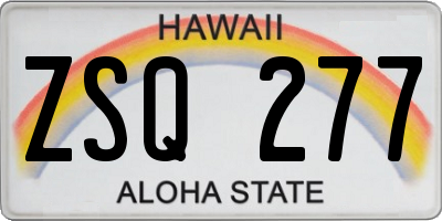 HI license plate ZSQ277
