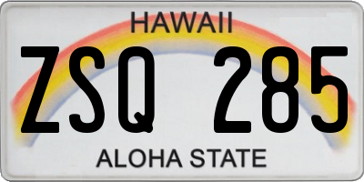 HI license plate ZSQ285