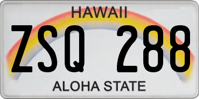 HI license plate ZSQ288