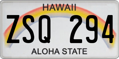 HI license plate ZSQ294