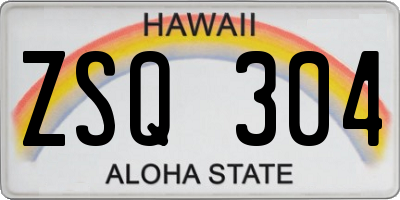HI license plate ZSQ304