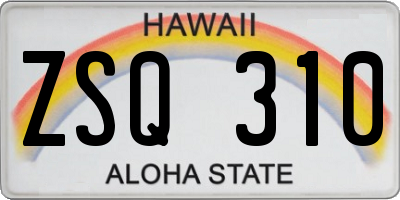 HI license plate ZSQ310