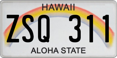 HI license plate ZSQ311
