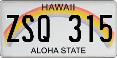 HI license plate ZSQ315
