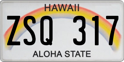 HI license plate ZSQ317