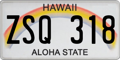 HI license plate ZSQ318