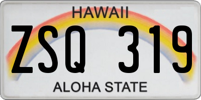 HI license plate ZSQ319