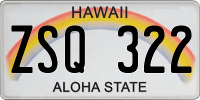 HI license plate ZSQ322