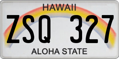 HI license plate ZSQ327